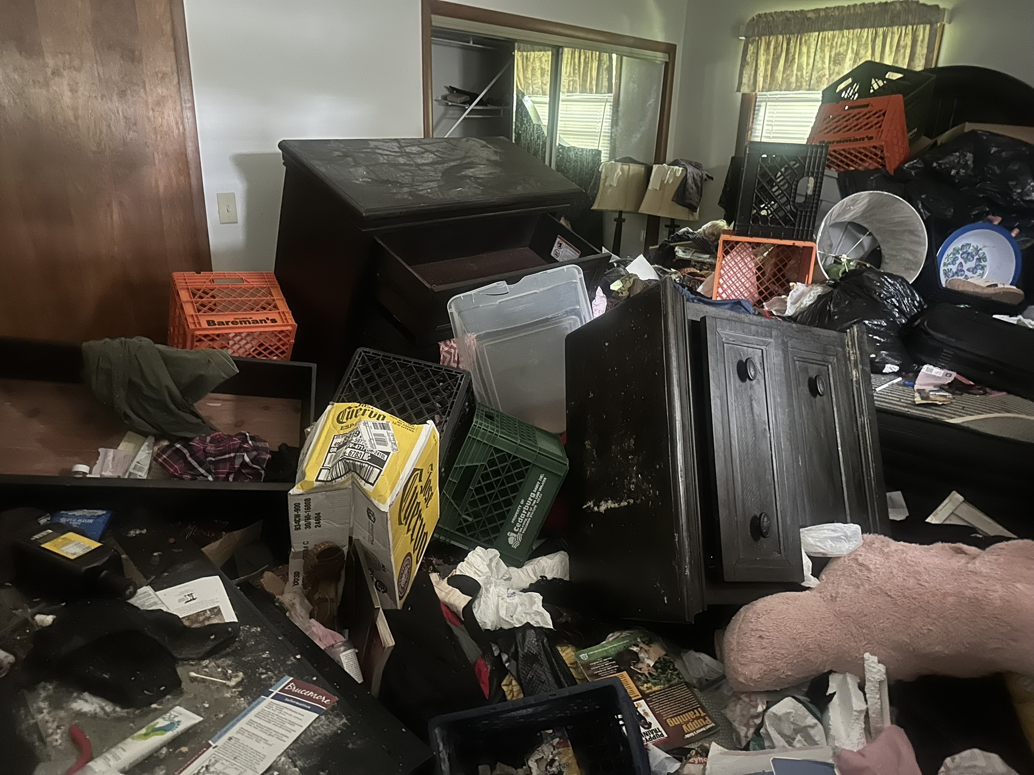 Furniture and belongings at a residential cleanout job